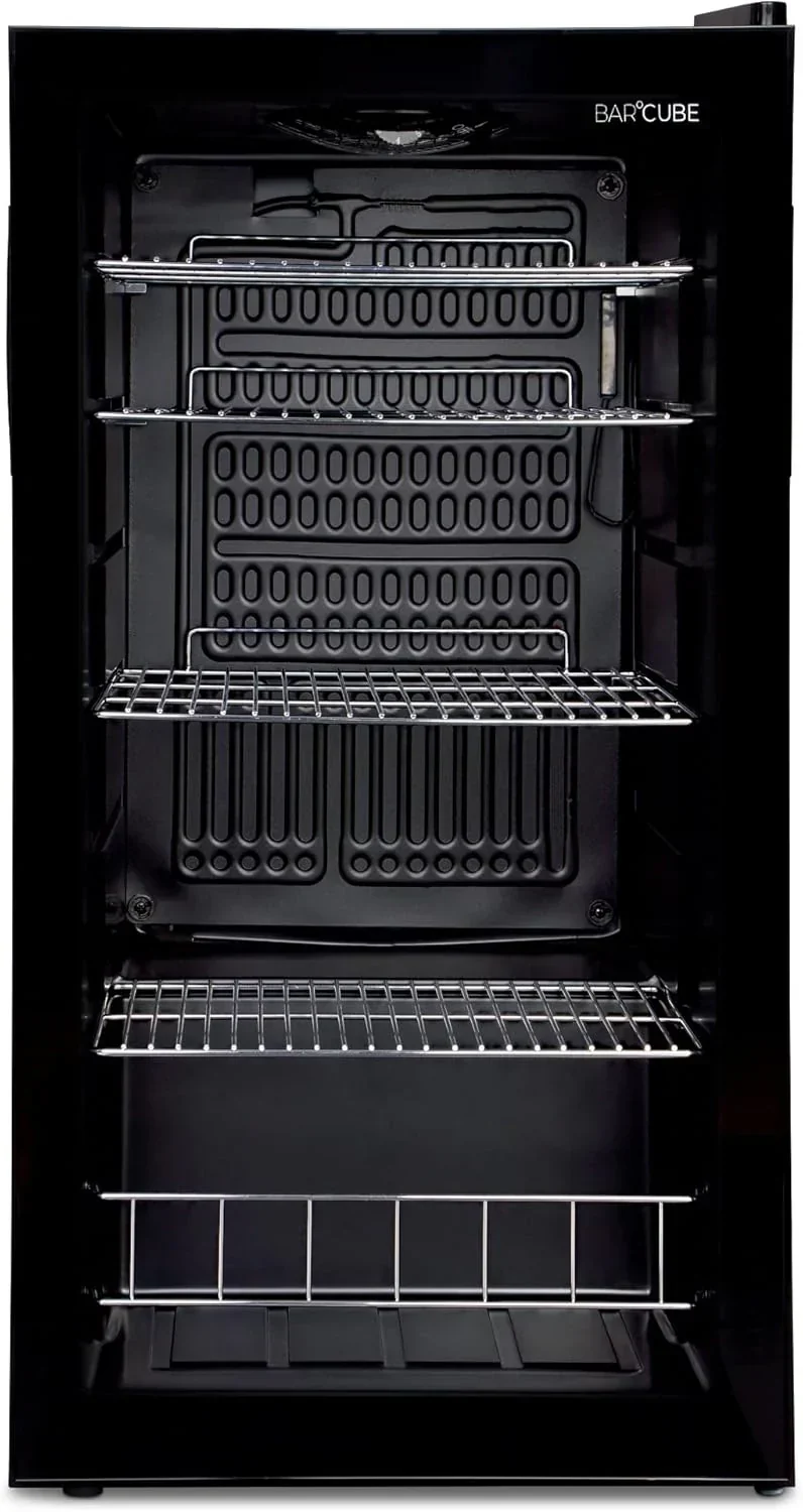 °CUBES Getränkekühlschrank 90L mit Glastür & 4 variablen Ablagen | Kompakter Flaschenkühlschrank. perfekt für zu Hause. Büro. Partys & Gastro |