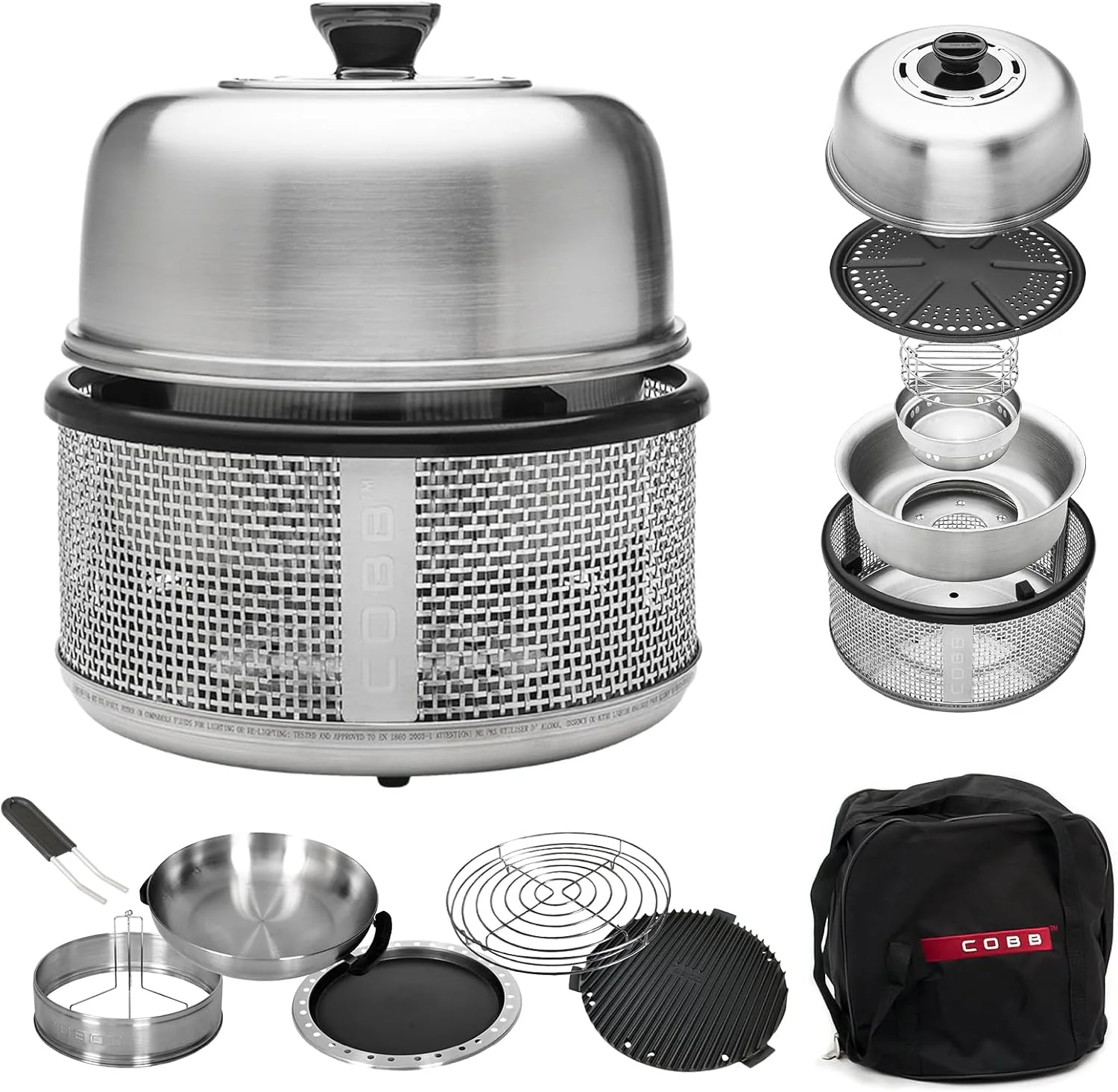 Stainless steel non-smoking portable tabletop charcoal grill with a frying pan. an outdoor barbecue grill with 10 functions. suitable for camping. boats and RVs. is the perfect combination for an outdoor kitchen (fully equipped)