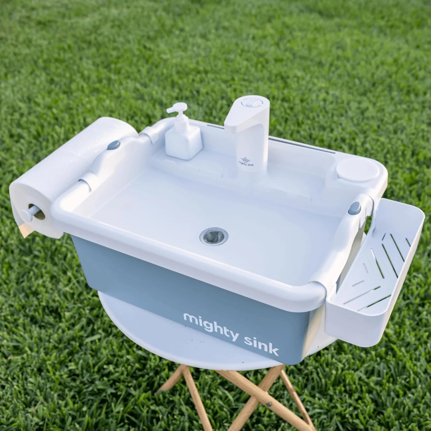 Mighty Sink Portable Sink: Patented Wash Station with Electronic Faucet | 2 Gallons | Easy Setup | Indoor & Outdoor Use | Ideal for Dishwashing. Camping Hygiene. Gardening. Pottery & More