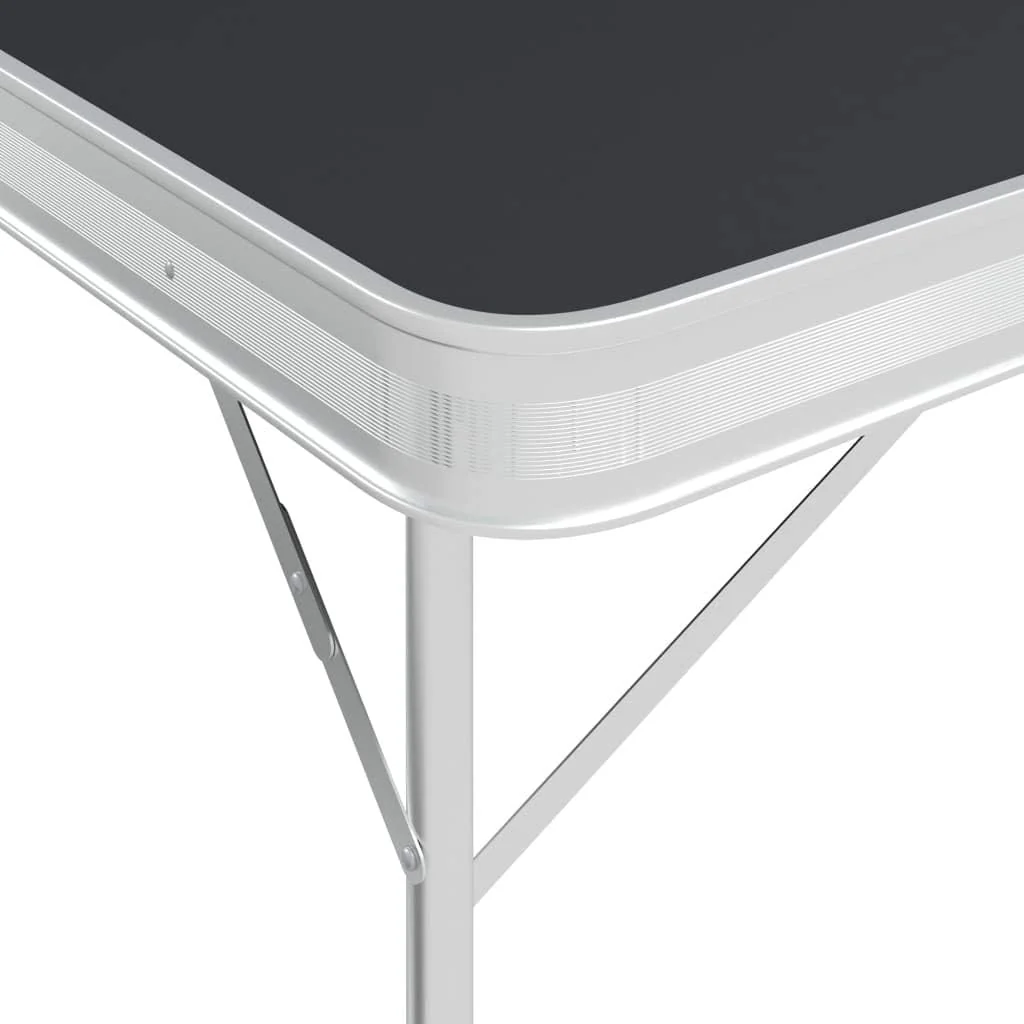 Folding Camping Table with 2 Benches Aluminium Grey.Item colourGrey and Silver