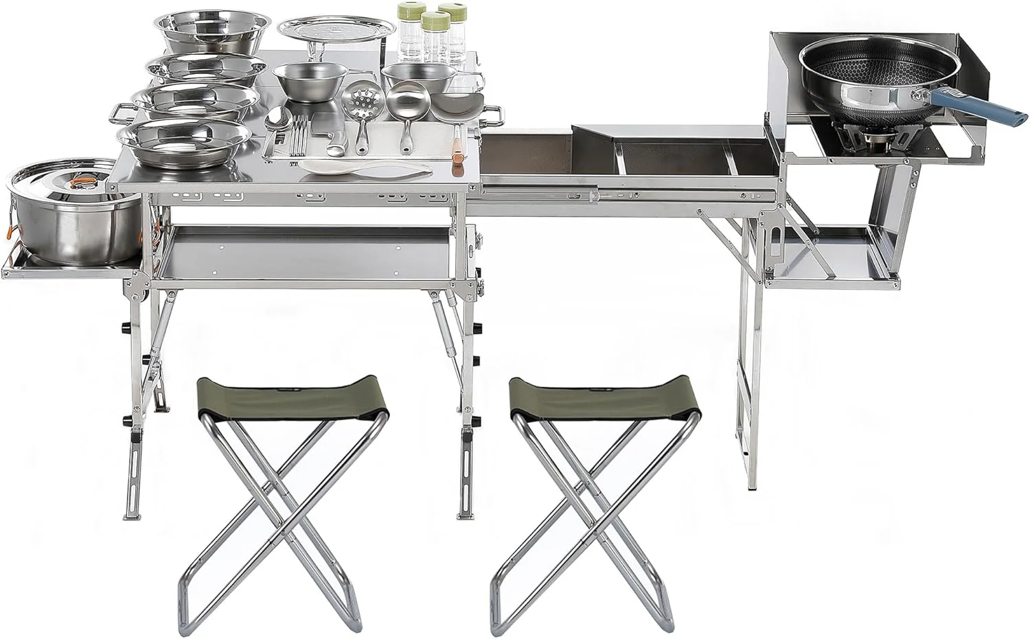 Portable Camping Table & Chairs Set – Foldable Outdoor Furniture with Storage Drawer for Picnics. Backyard & RV Travel