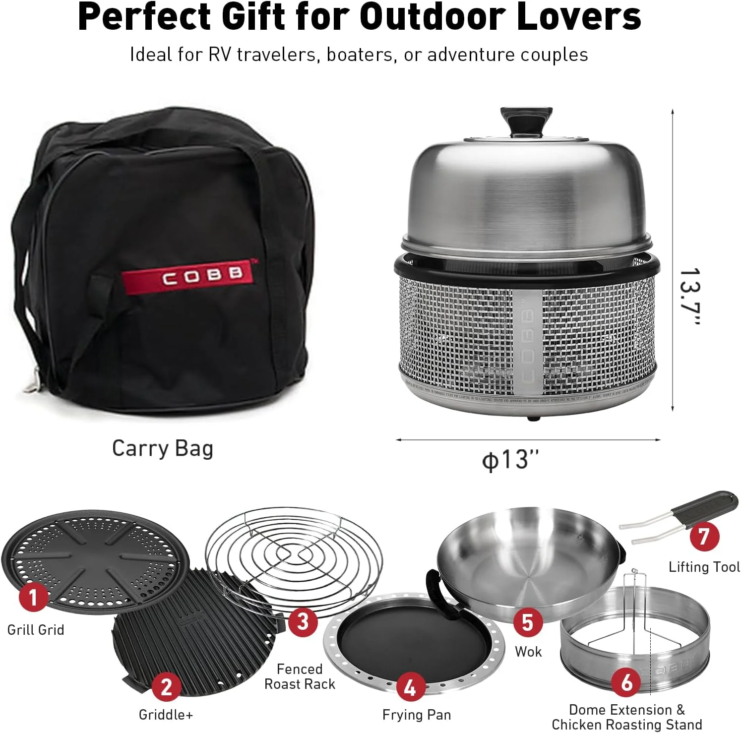Stainless steel non-smoking portable tabletop charcoal grill with a frying pan. an outdoor barbecue grill with 10 functions. suitable for camping. boats and RVs. is the perfect combination for an outdoor kitchen (fully equipped)