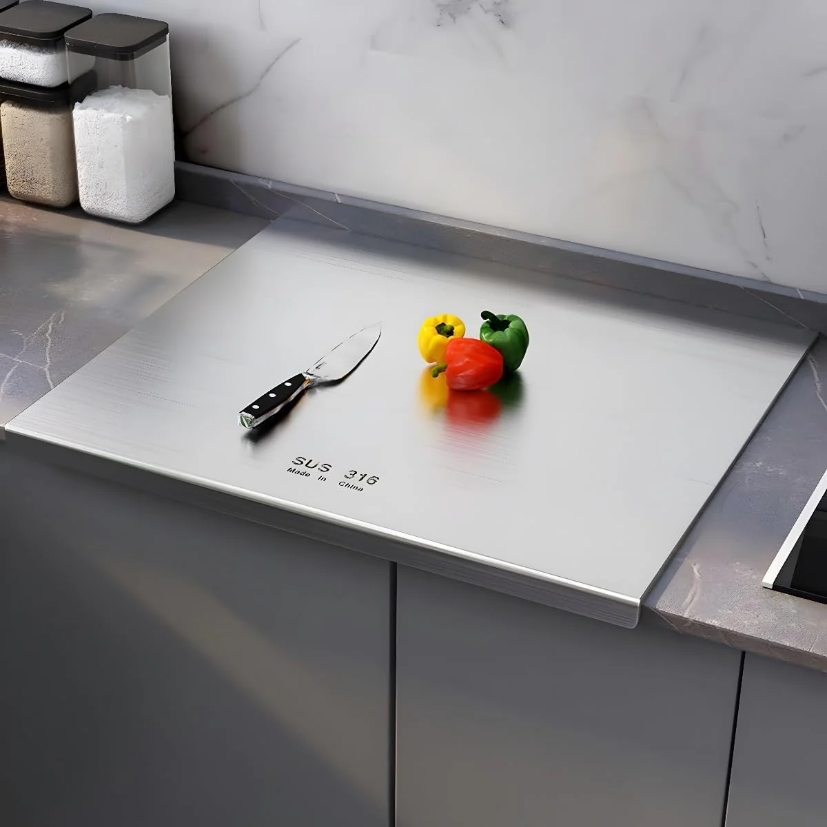 316 Stainless Steel Cutting Board.Cutting Boards for Kitchen.Chopping Board.Large Cutting Board for Chopping Meat.Vegetables.Fruits.Cheese 39.37 * 22.83in