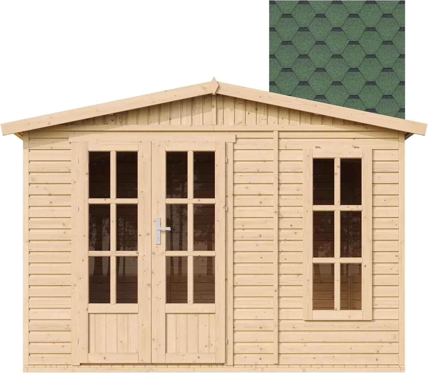 TIMBELA Caseta de jardín de Madera de 6 m2 - Cobertizo Jardin Exterior con Suelo. Ventana. Puerta Doble - Cabaña de jardín para Trabajar en casa - con