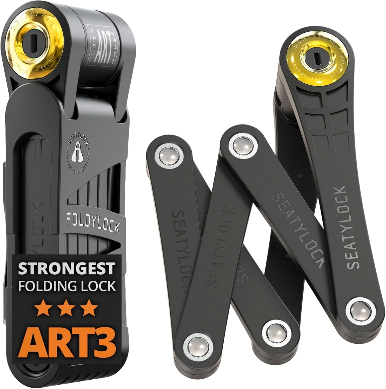 Jiu-style folding bicycle lock set - Patent technology. consisting of two sets of perfectly matching bicycle locks. each set equipped with 6 identical keys - 18/18 level heavy-duty anti-theft security protection device. with key and shell fixation de