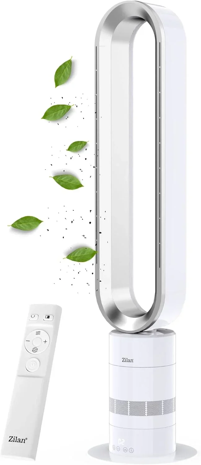 Zilan Turmventilator energiesparender BLDC Motor mit Fernbedienung Ventilator energiesparend oszillierend sehr leise Design Standventilator 10 Stufen
