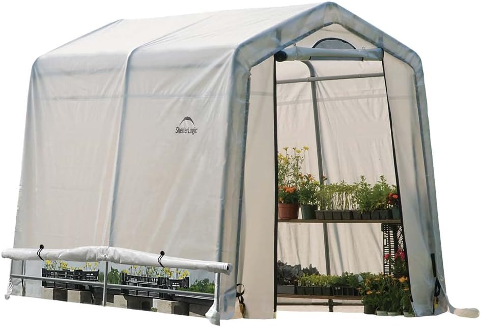0 feet x 10 feet GrowIT Green House - Built-in Simple Greenhouse. It features a sleek design. a high ceiling design. an outdoor planting room with easy access. and is equipped with a transparent waterproof cover.