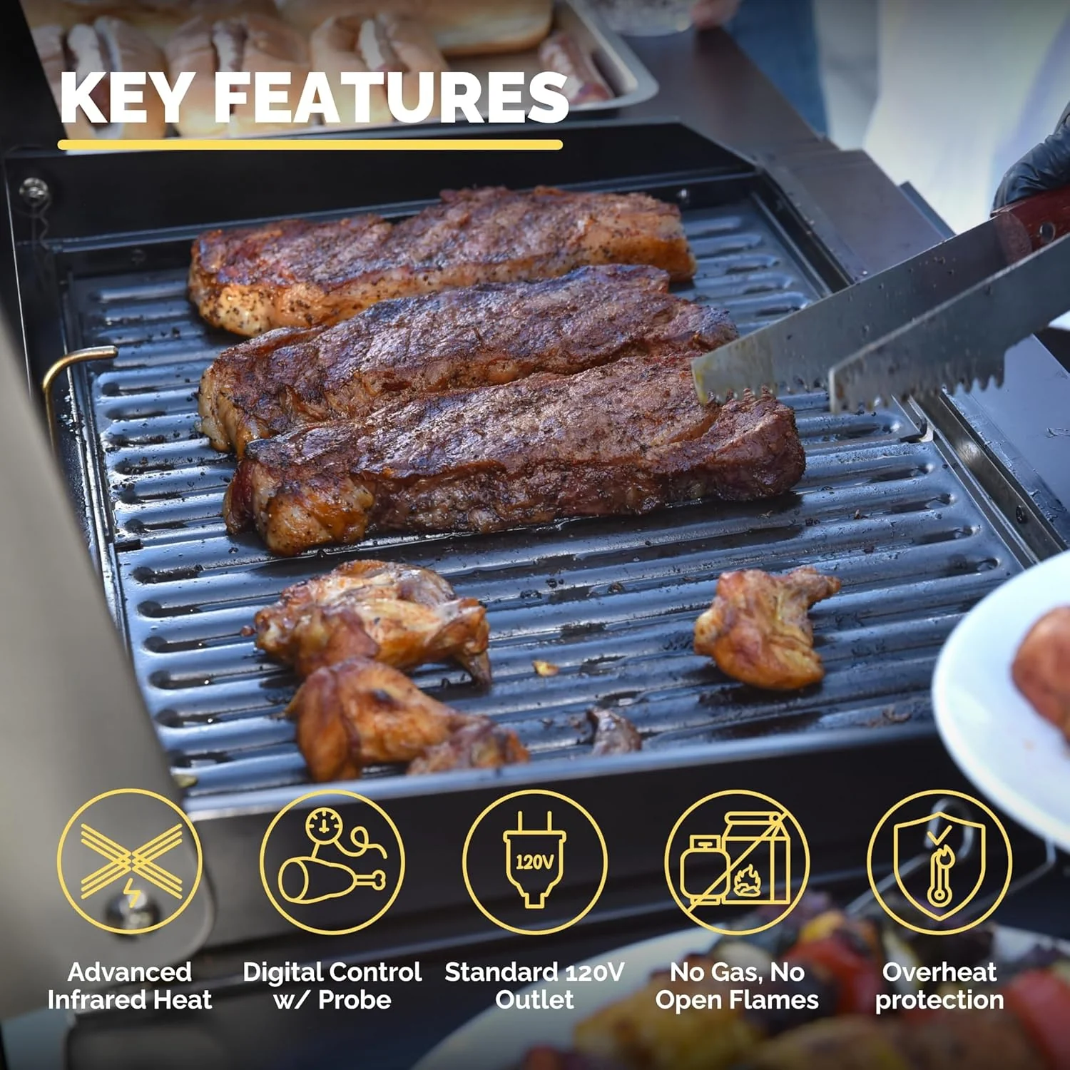 Electric Barbecue Grill | Compact design. quick preheating. digital temperature control | High-power infrared outdoor barbecue and grilling function
