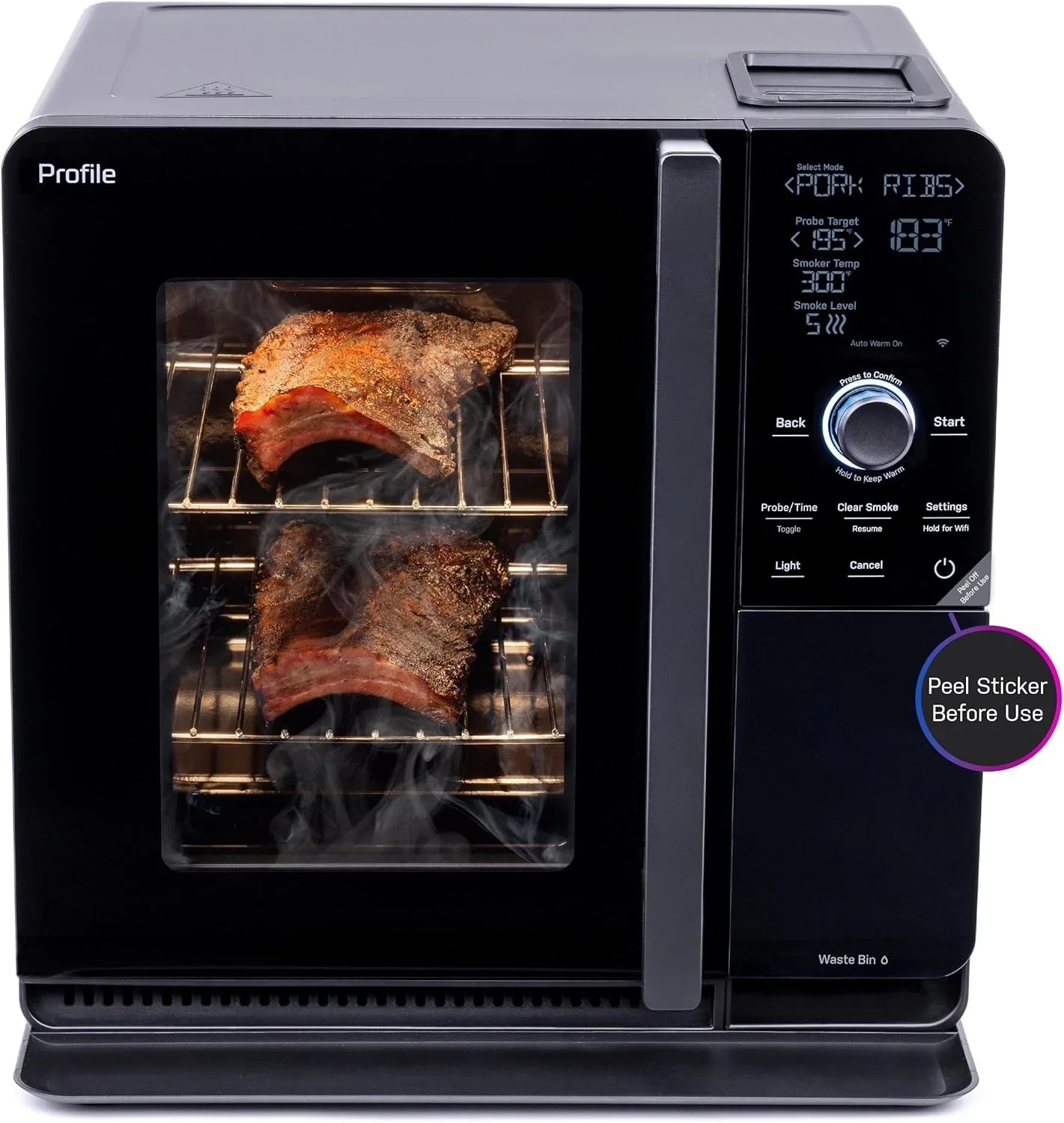 Smart Indoor Pellet Smoker. with Active Smoke Filtration. 5 Smoke Control Settings. WiFi Connected. Electric. Countertop BBQ Appliance. Black
