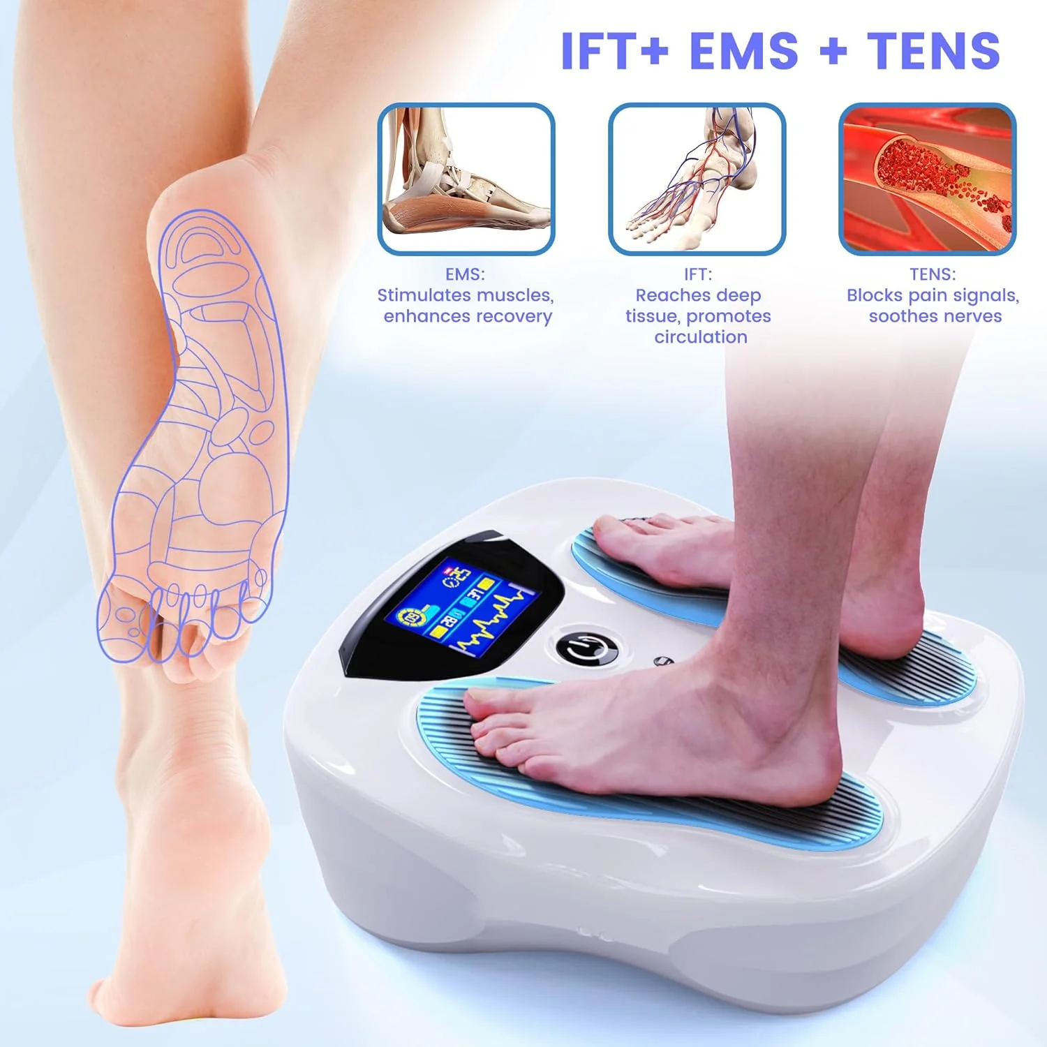 Professional Edition Foot Neuromuscular Stimulator. an electric stimulation/percutaneous nerve electrical stimulation foot massager used to relieve pain caused by nerve disorders and promote blood circulation in the legs. TENS Muscle Stimulator - A s
