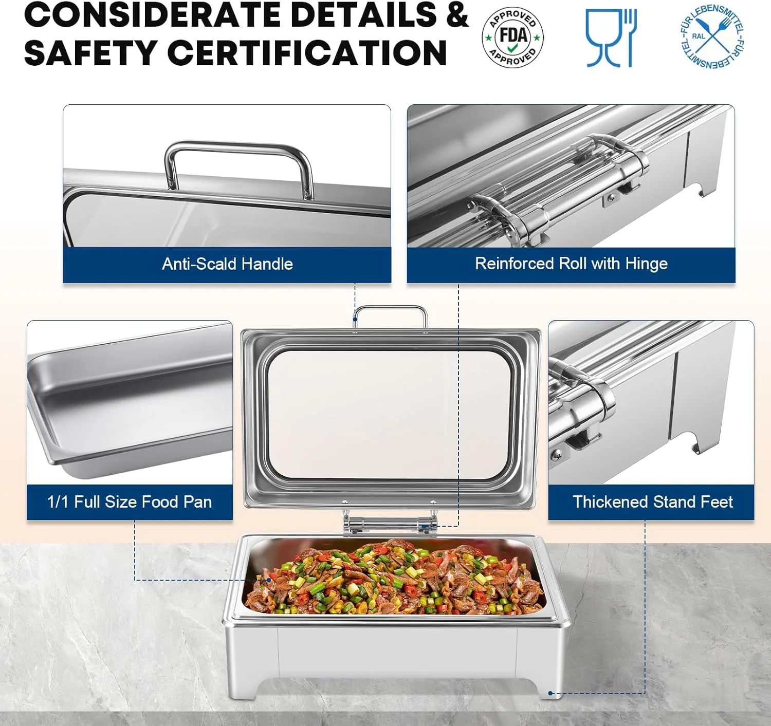 Electric Chafing Dish Buffet Server Set & Commercial Soup Warmers Soup Kettle Suitable for Multifunctional Business Dining Occasions and Family Parties
