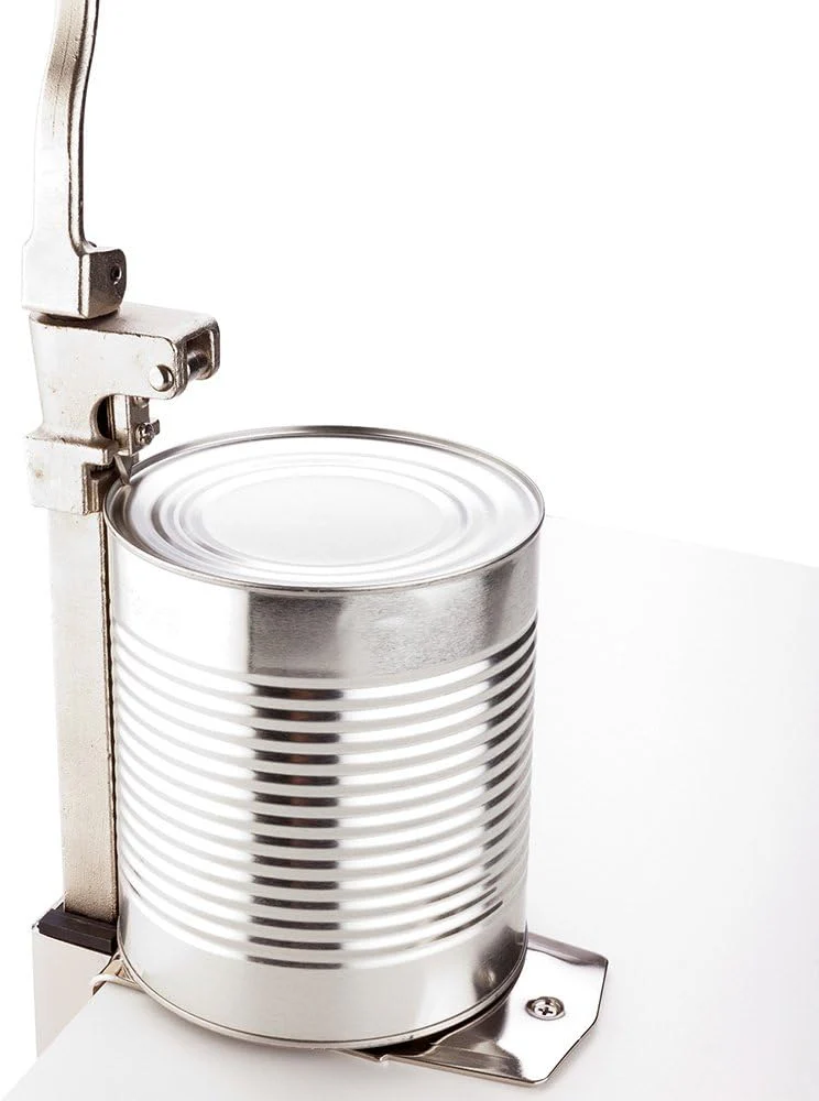 18-inch commercial can opener. 1 heavy-duty industrial can opener - with a fixed base design. ergonomic handle. can opener that can be fixed on the tabletop. built-in blade. suitable for opening food cans.