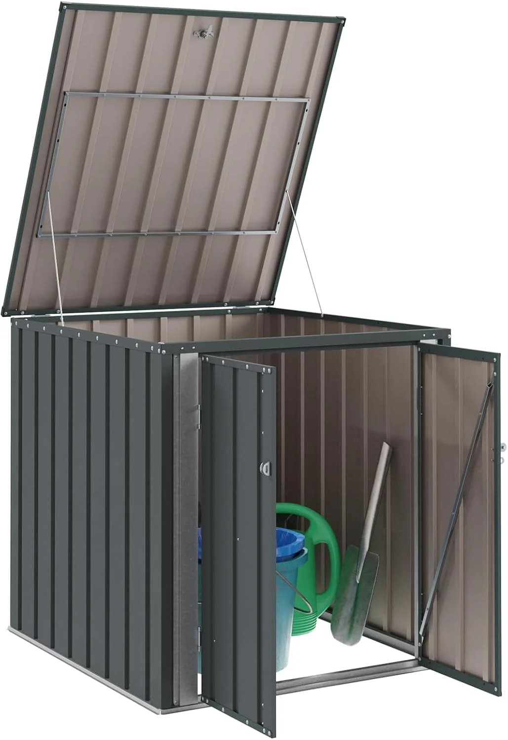 vidaXL Gartenlagerbox Schwarz 101.5 x 107 x 100 cm Stahl. Stylischer. rechteckiger Tisch für jeden Essbereich. pflegeleicht. Elegantes Design. vielseitig einsetzbar - EIN echtes Zuhause!