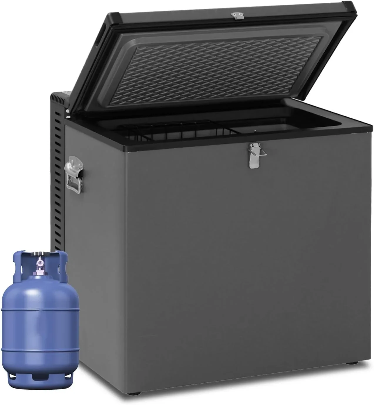 Smad Gas Gefrierfach. 70 l. Dreifach Gemischt. 12 V/230/LPG. Camping. Gas Gefrierschrank. geräuschlos. für Garage. Mobile. Reise. Schwarz