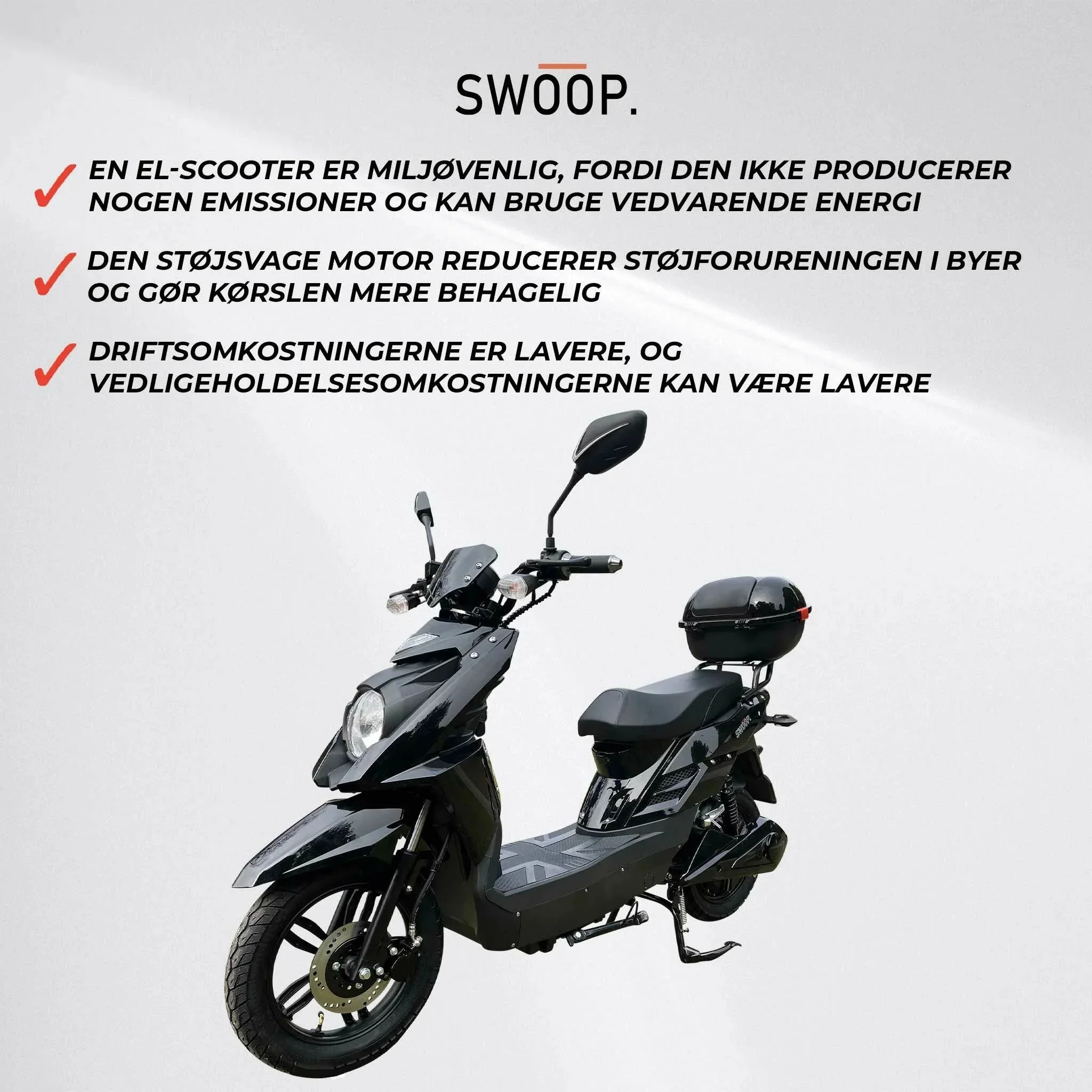Swoop Elegante E-Scooter Elektroroller Schwarz 1000W