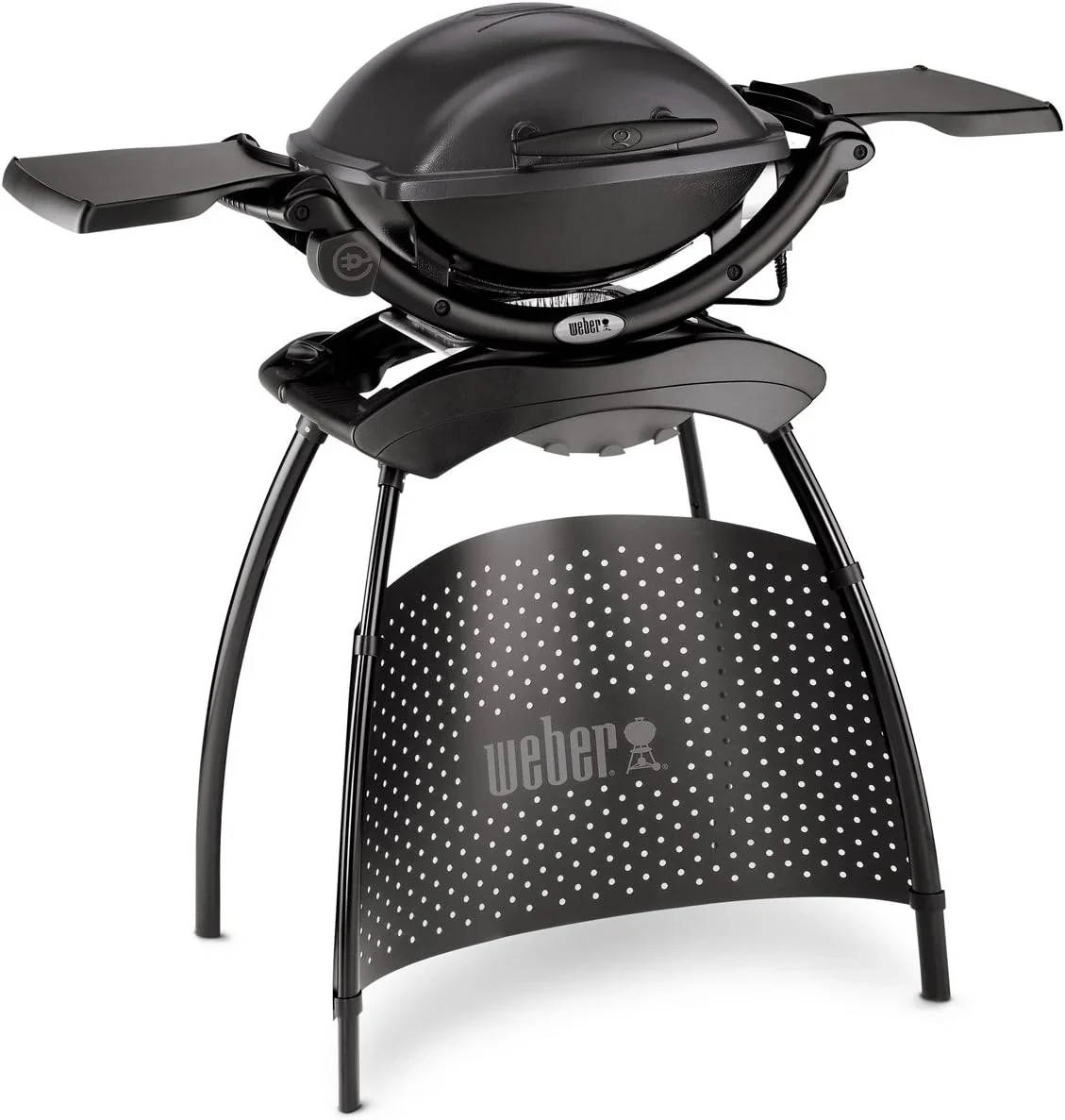 Weber Q1400 Elektrogrill mit Stand. 43 x 32cm Grillfäche. portabler BBQ Grill. 2-geteilter porzellanemaillierter Guss-Grillrost. Aluminiumguss Deckel
