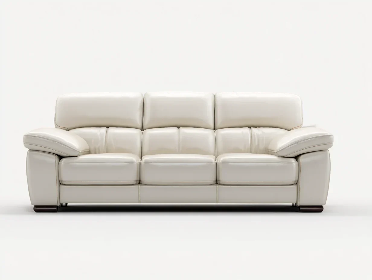 Sofás 3 plazas tapizado cuero sintético estructura madera 220x95x90 cm - Beige - Diseño moderno
