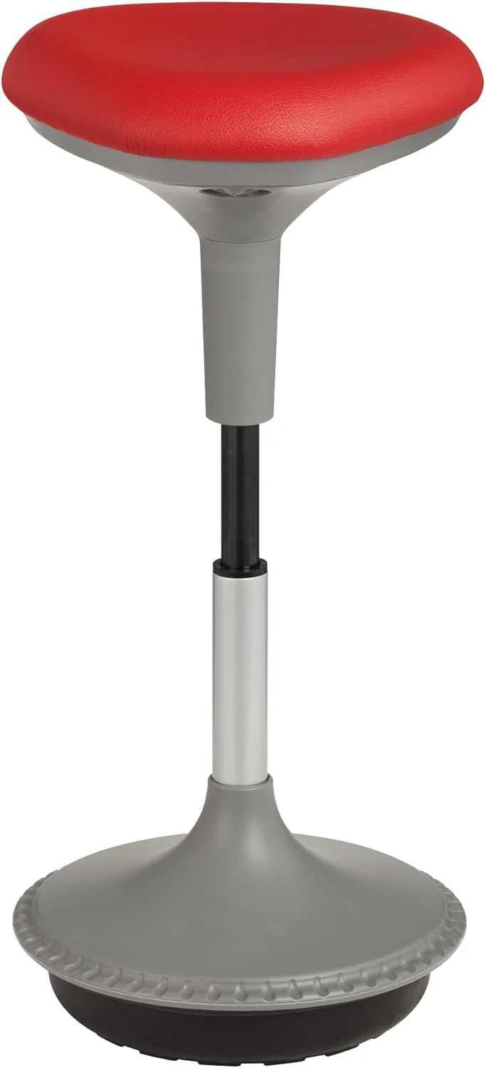 Adjustable-height office desk and active learning stools for classrooms. foam-filled backless rocking stools with rocking function. in gray color