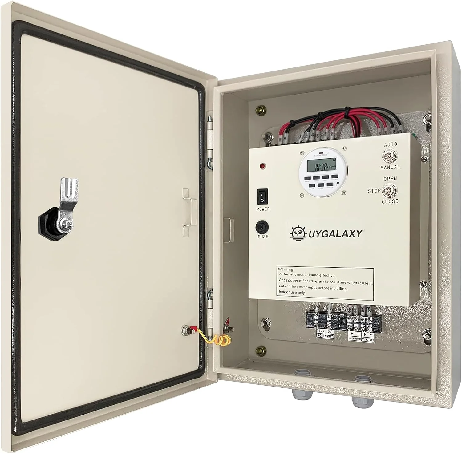 Electrically controlled timer for greenhouse roller shutters (for ventilation) uses an AC 110V to DC 24V transformer for timing control. enabling the opening or closing of the side top curtains of the greenhouse薄膜.