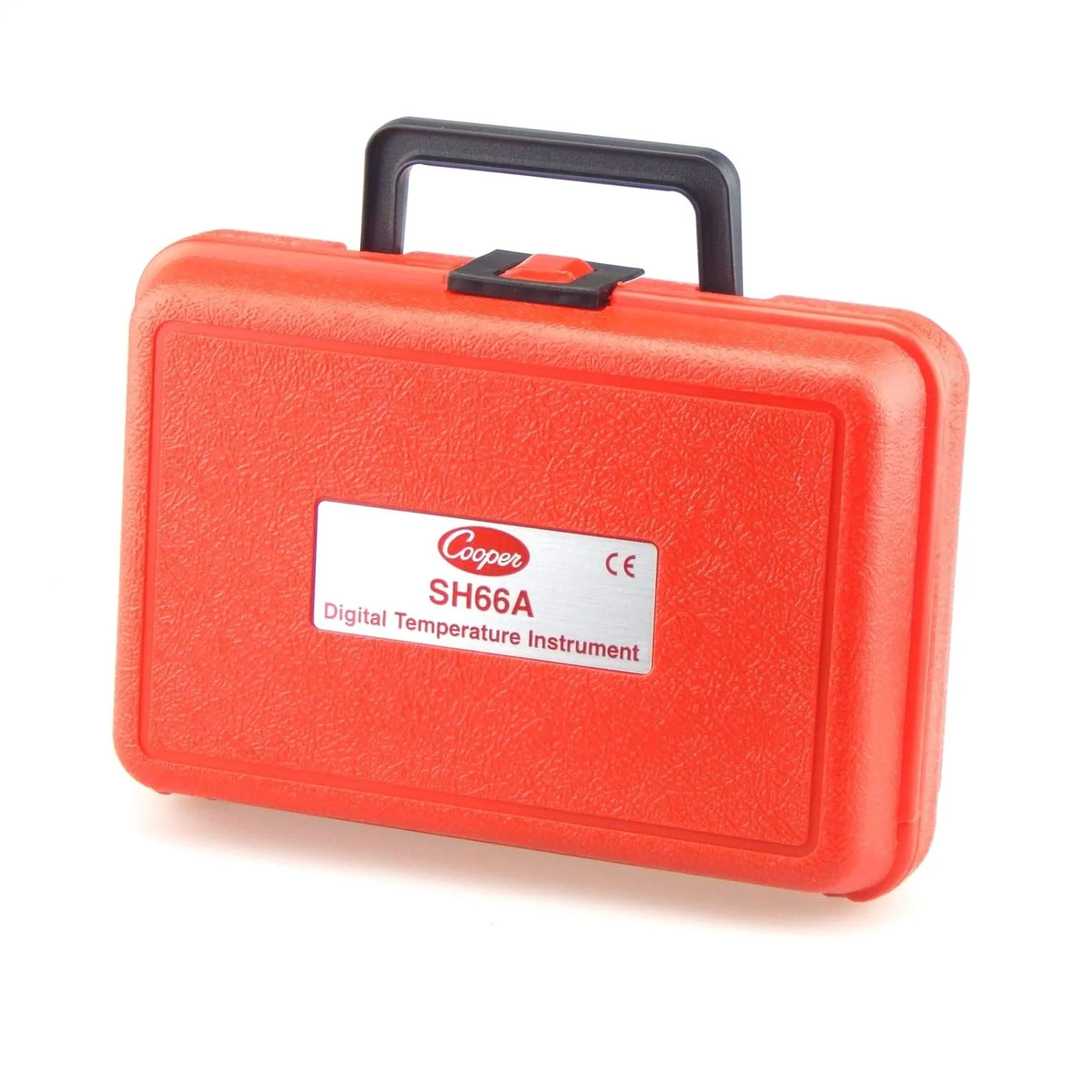 A thermoresistance thermometer with a liquid crystal display. in a red color. with a temperature range of -40°F to 300°F.