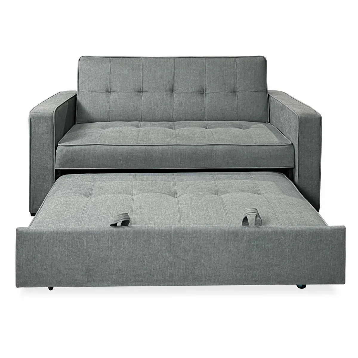 Sofá Cama De 2 Plazas Modelo Vienna Con Reposabrazos. Gris. Diseño Moderno. Práctico Y Funcional