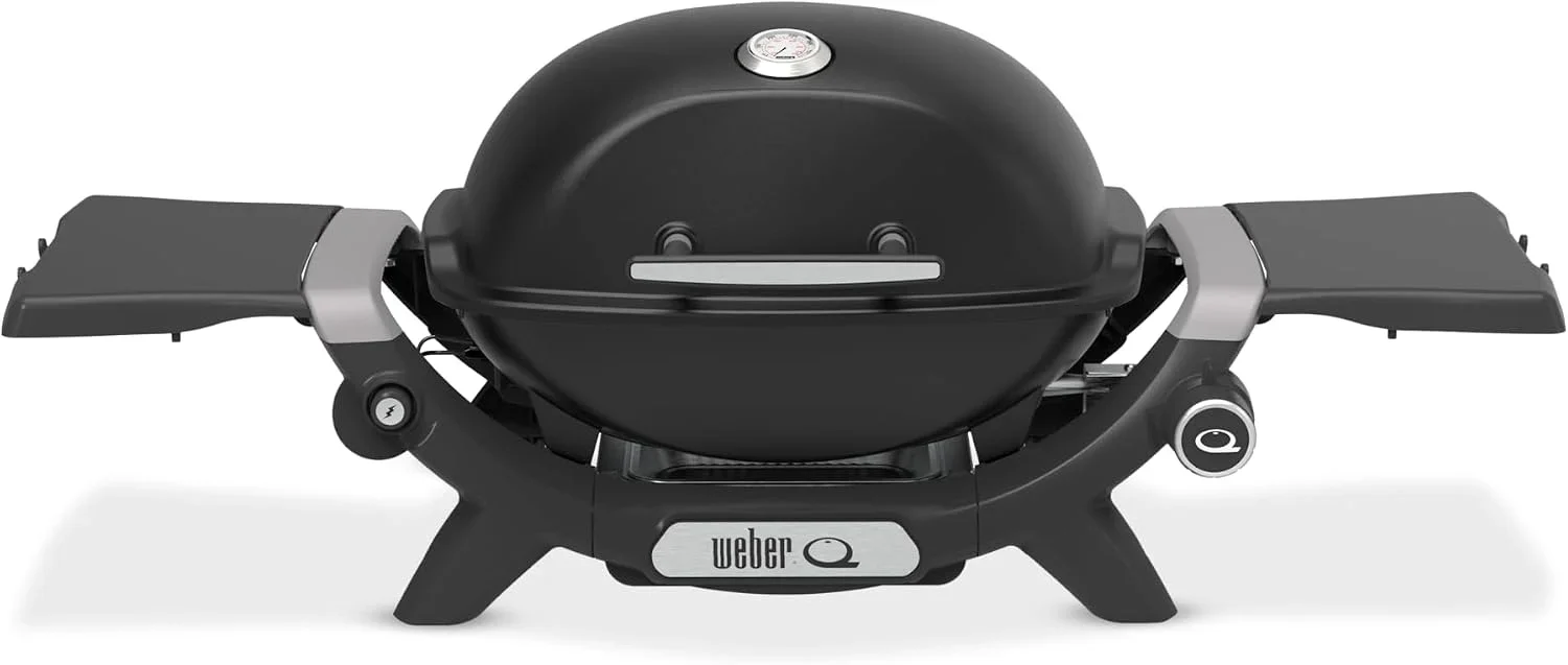 Weber Q 1200N Gasgrill mit Seitentischen/leichter Grill für Camping. Terrassen & Balkone mit Hochleistungsbrenner. porzellanemaillierten Gussrosten &