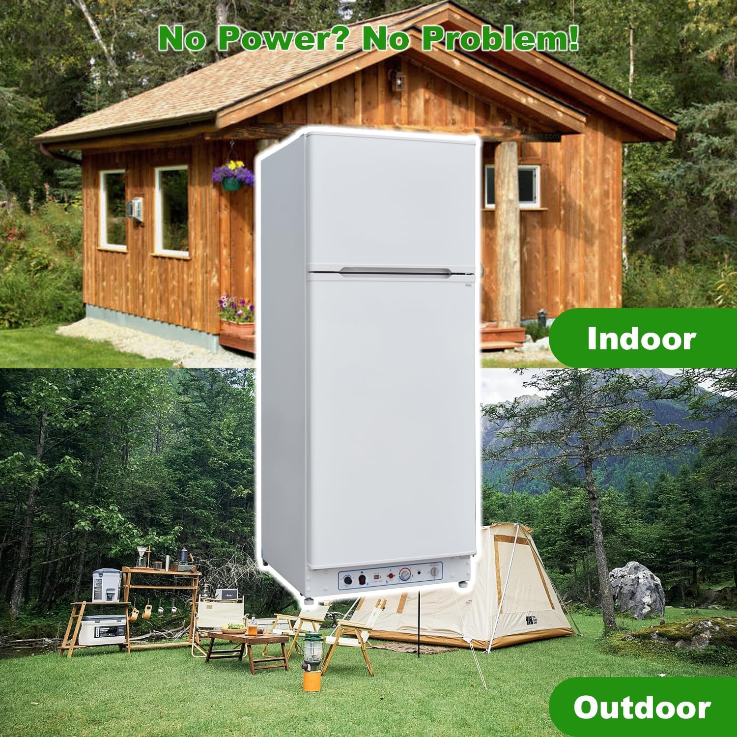 SMETA Nevera Gas con Congelador. 265L (203L+62L). 220V. Refrigerador Congelador Combinado. Refrigerador Camping Gas para Autocaravana. Garaje.