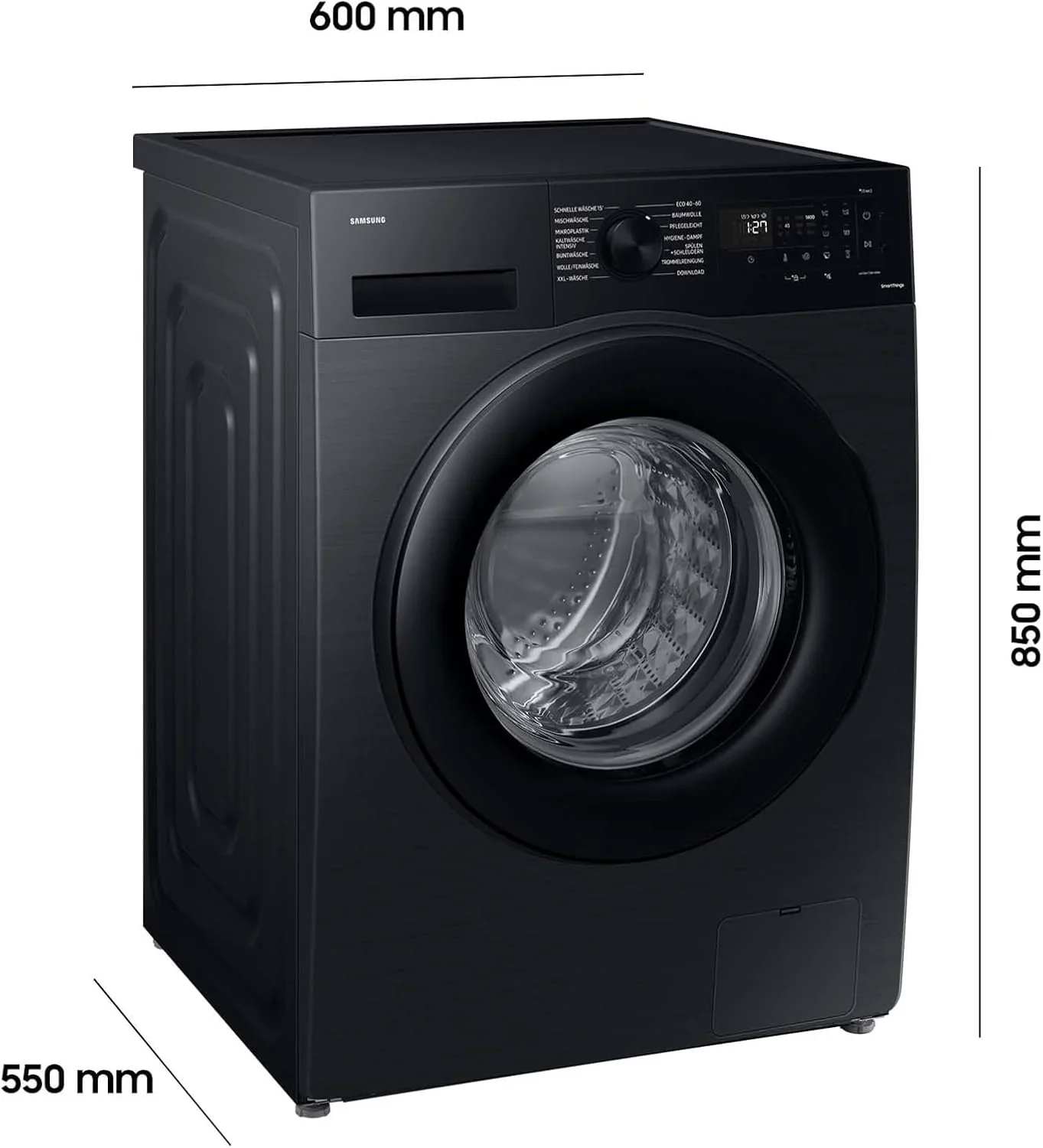 Waschmaschine. 9 kg. 1.400 U/min. EEK: A. Mikroplastik-Programm. Ecobubble. 14 Programme. WiFi SmartControl. Schwarz. WW90CGC04AABEG