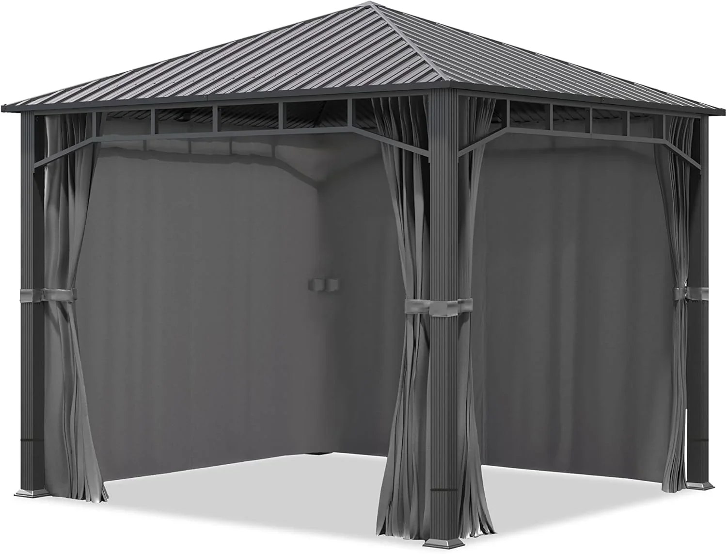 TOOLPORT Gartenpavillon 3x3 m Stahldach Hardtop 4 Seitenteile in Grau. Pfosten 9x9 cm