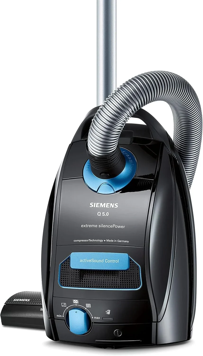 Siemens Staubsauger mit Beutel Q5.0 Extreme silencePower VSQ5X1230. Bodenstaubsauger. 850 W. schwarz & Swirl S 73 MicroPor Plus Staubsaugerbeutel. 4