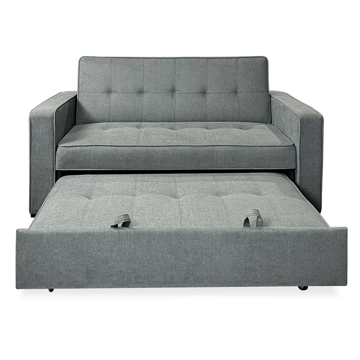 Sofá Cama De 2 Plazas Modelo Vienna Con Reposabrazos. Gris. Diseño Moderno. Práctico Y Funcional