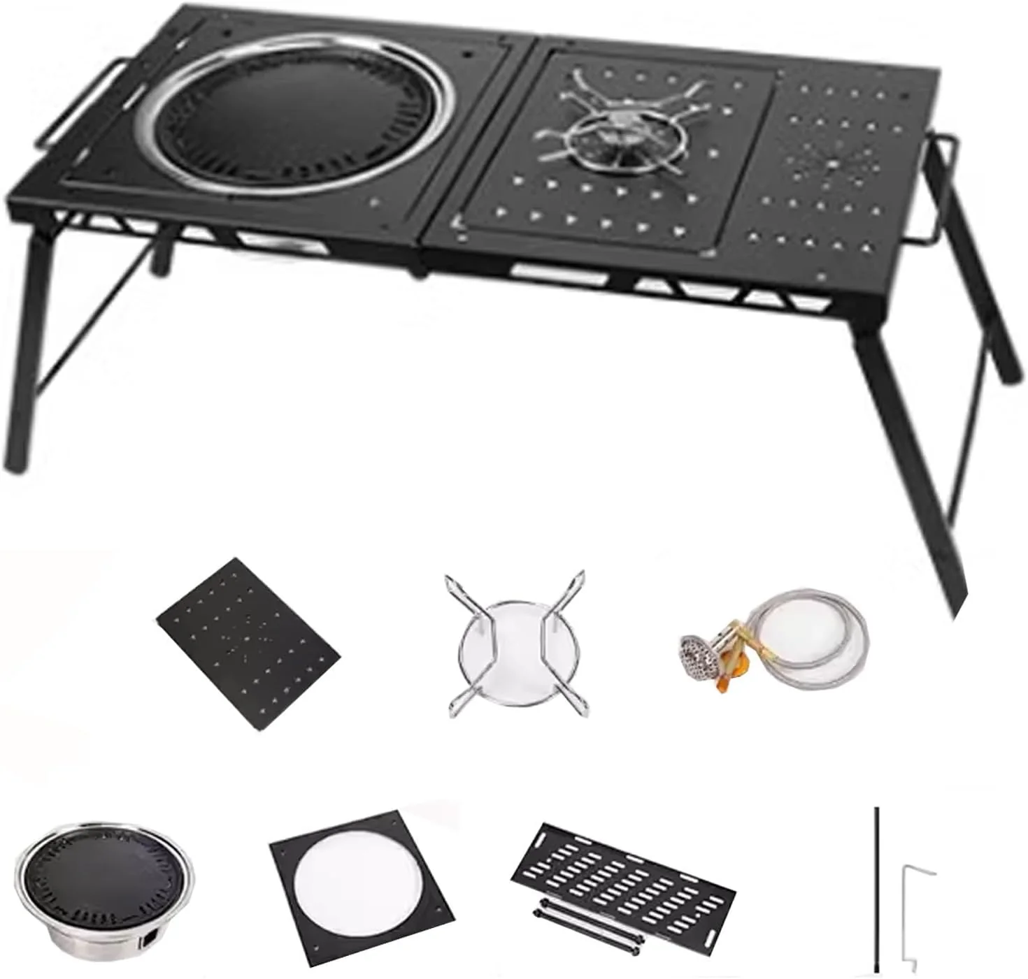 Folding Grill Table Metal Portable. Good Load-Bearing Capacity Items Can Be Hung on The Edge. Portable Camping Table. for Outdoor Picnic. BBQ. Cooking