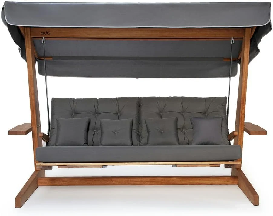 WESTMANN Hollywoodschaukel Luna 2600 | 260x139x195 cm Grau | Holzschaukel für bis zu 4 Personen inklusive Sonnenschutz