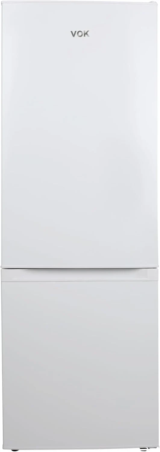 VOK Frigorífico Combi 154L EVR-154DEW. 142 cm Altura x 48.3 cm Ancho. Clase E. Bajo Nivel Sonoro 39 dB. Puerta Reversible. Estanterías Cristal