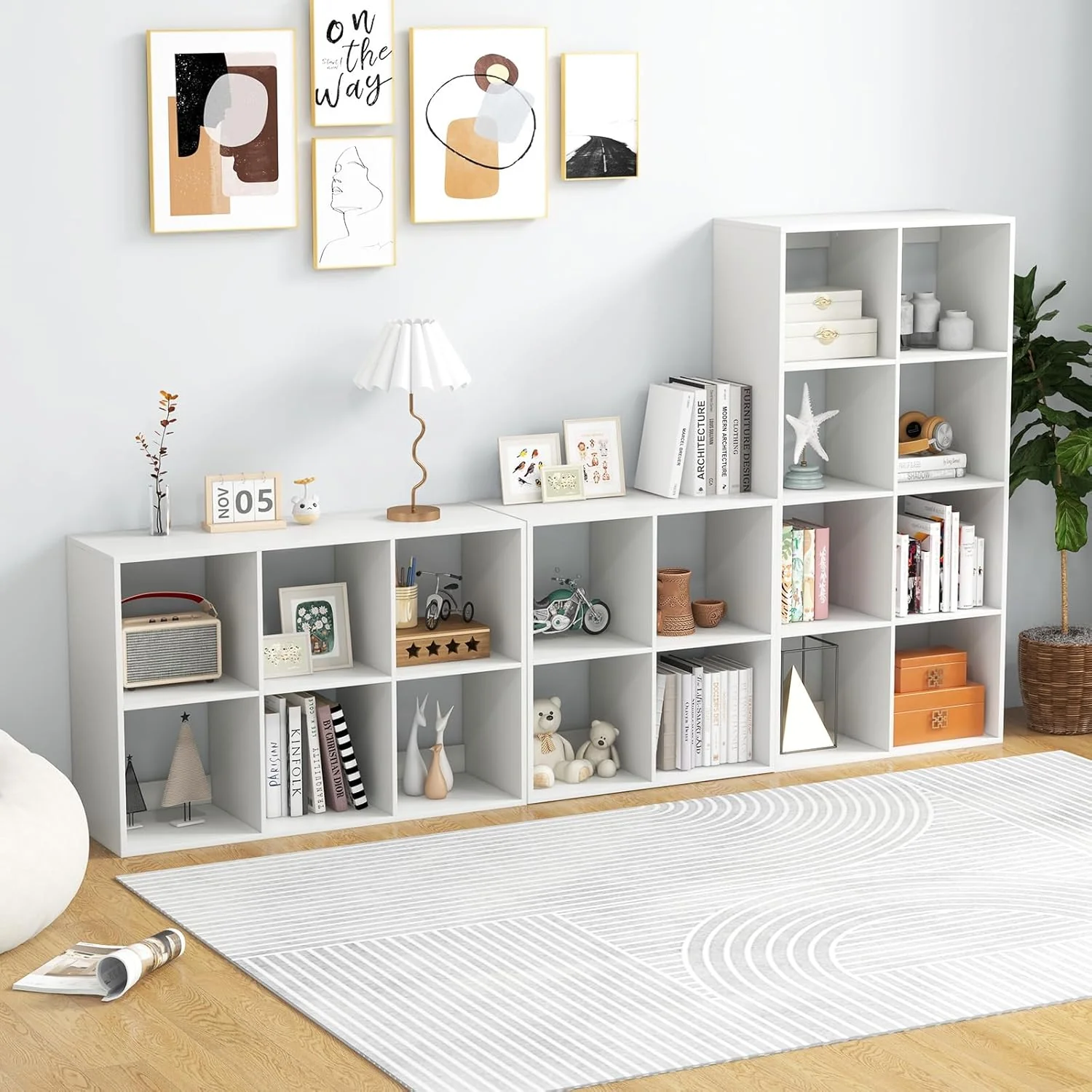 Suitable for two people. floor-standing bookshelf. with an open back panel. anti-toppling device. It is a modern storage display stand suitable for use in family offices. living rooms. bedrooms. and study rooms. White.