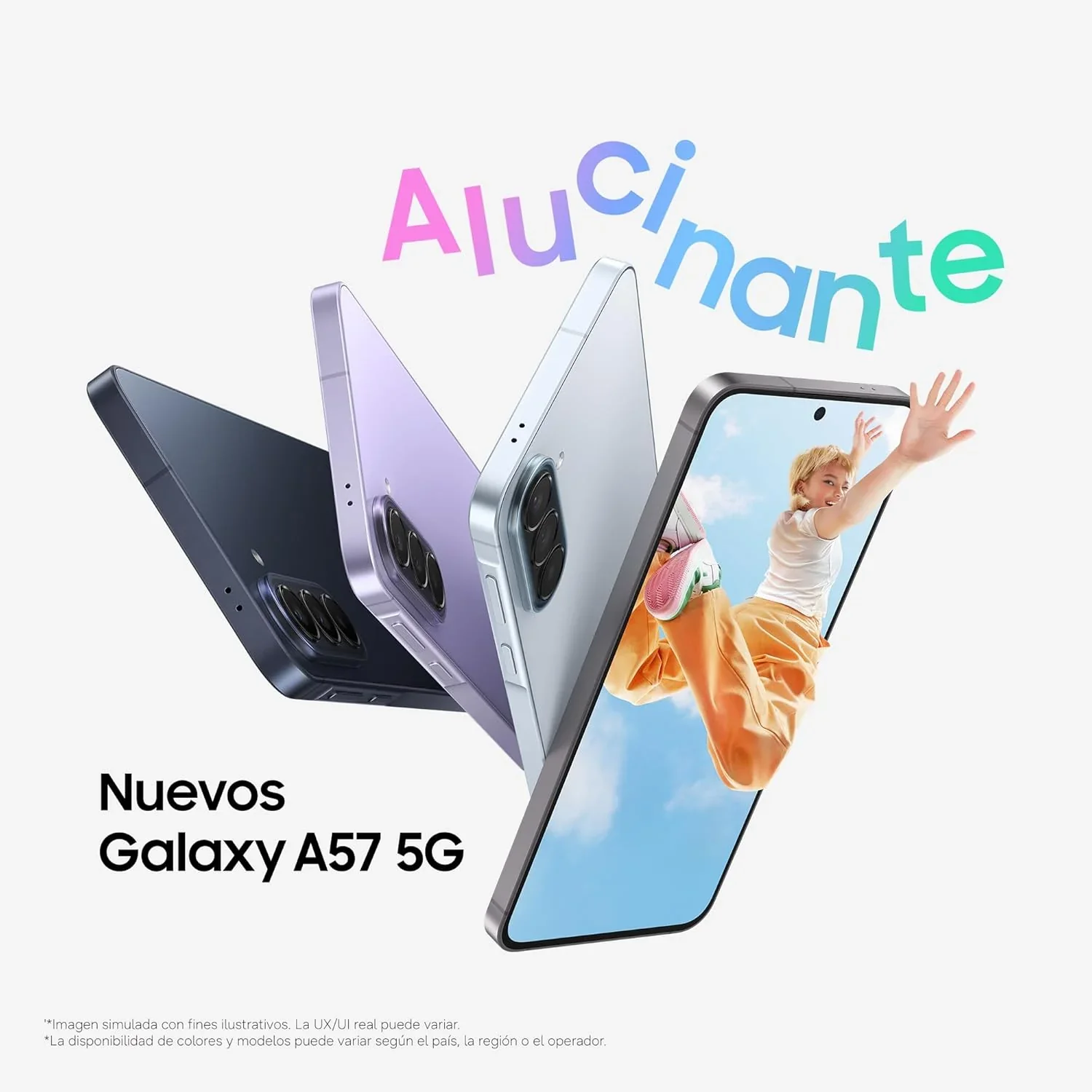 Samsung Galaxy A57 5G. 512GB. Móvil Fino con IA. 8GB. Gran Angular 50MP. Autonomía 2 Días. Batería 5000mAh. IP68. Garantía del Fabricante 3 Años + 1