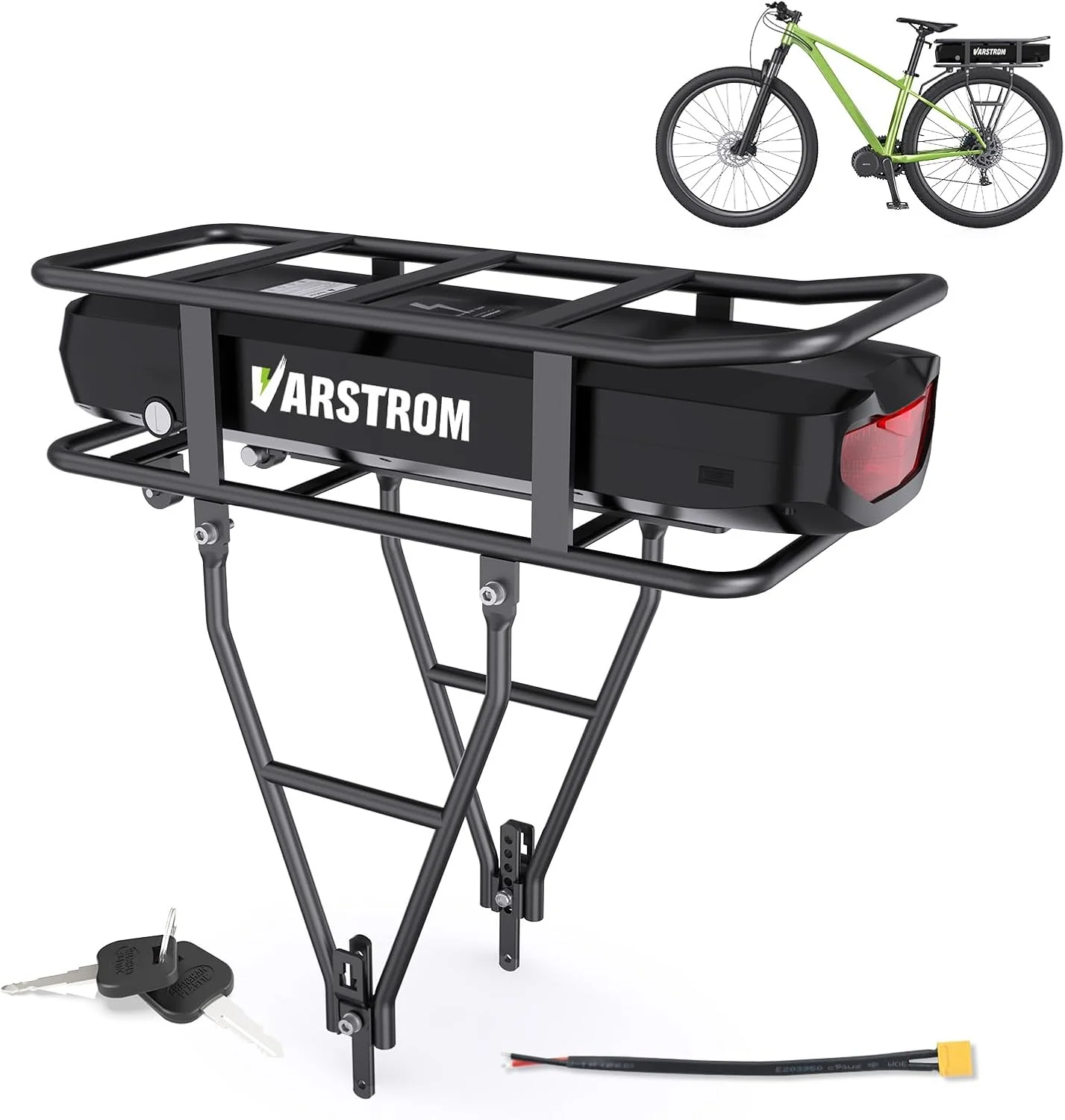 Ebike Battery 48V 17.5AH Lithium ion Rear Rack Battery for BAFANG/Voilamart/PEXMOR/AW 48V200W-1000W Ebike Kit.48V E Bike Batteries with Luggage Rack.Taillight.30A BMS.3A Fast Charger & Safety Lock
