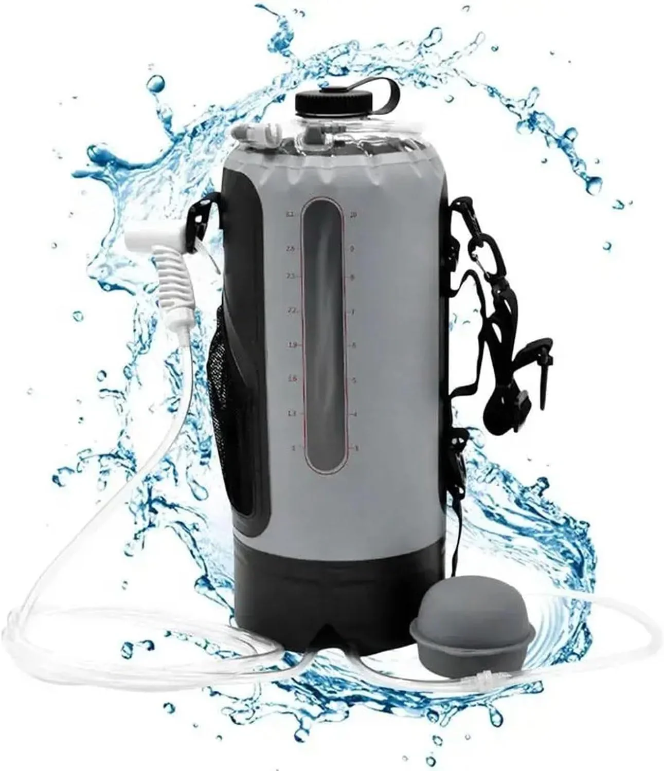 Outdoor sports water bag. portable solar shower set. with pressure foot pump. foldable travel water storage device. suitable for camping. beaches. travel and activities.
