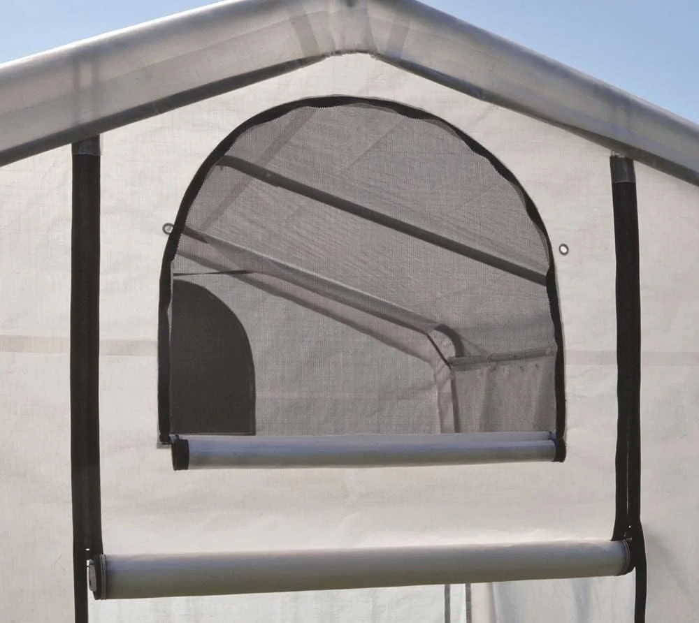 0 feet x 10 feet GrowIT Green House - Built-in Simple Greenhouse. It features a sleek design. a high ceiling design. an outdoor planting room with easy access. and is equipped with a transparent waterproof cover.