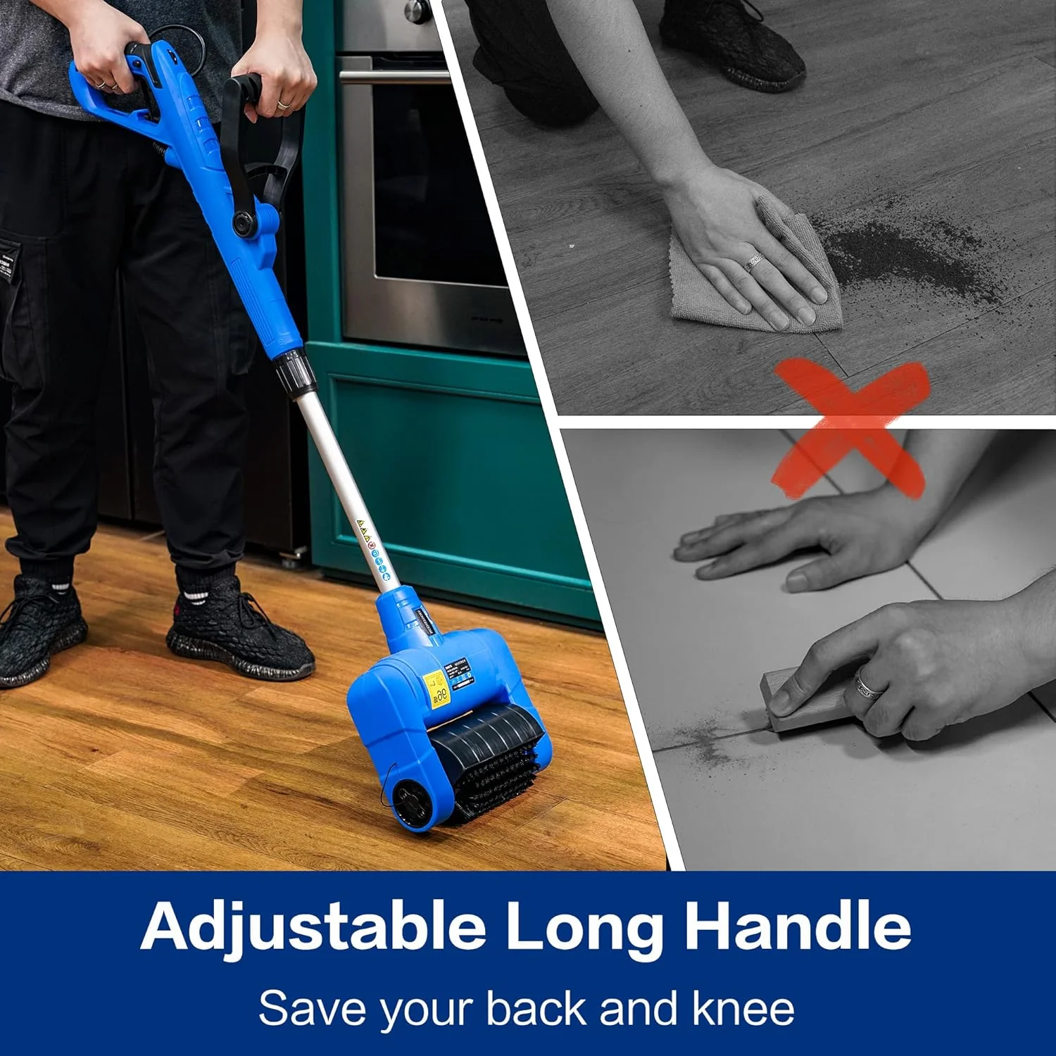 Grout Cleaner Machine with Grout Brush.Heavy Duty with Wire Surface Brush.Standy Safety Grout Scrubber.Moss.Weed Between Floor Tiles.Patio.Board.Bricks. (Outdoor Bundle)