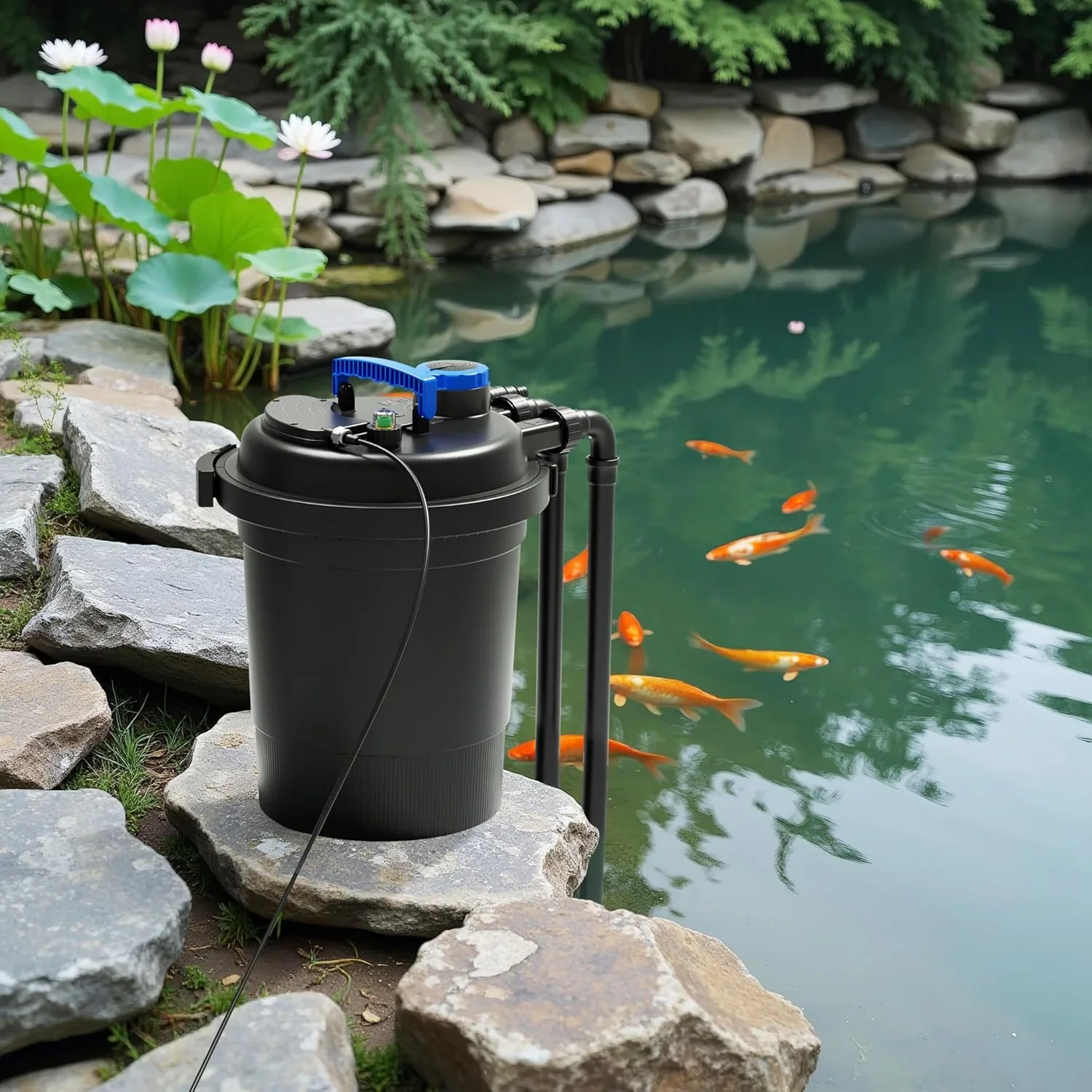 Wiltec CPF-250 Druckteichfilter 10.000 l/h / 11 W UVC Einheit. Teichdruckfilter für Teiche bis 10.000 Liter. Teichklärer. Filteranlage