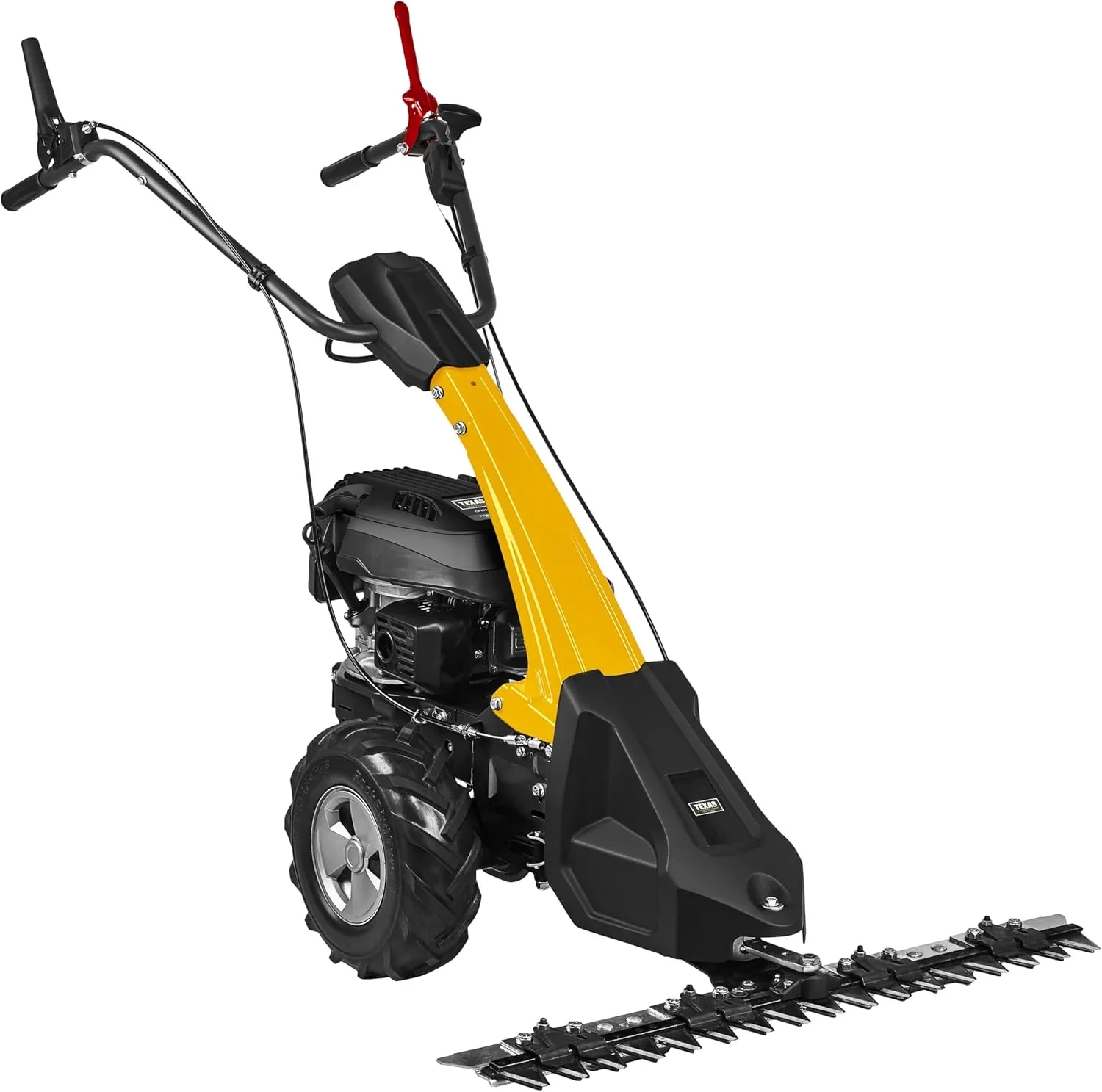 TEXAS Profi Benzin Balkenmäher CB8750 196ccm Wiesenmäher Hochgrasmäher Rasenmäher mit Antrieb Radantrieb | 5.7PS | 4200Watt | Schnittbreite 870mm | 4-