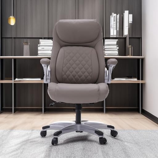 Ergonomic elastic polyurethane leather office chair. high-back modern executive office chair. equipped with 5 adjustable lumbar support cushions. tilting function. and reversible armrests. It is a comfortable home office computer desk chair. in black
